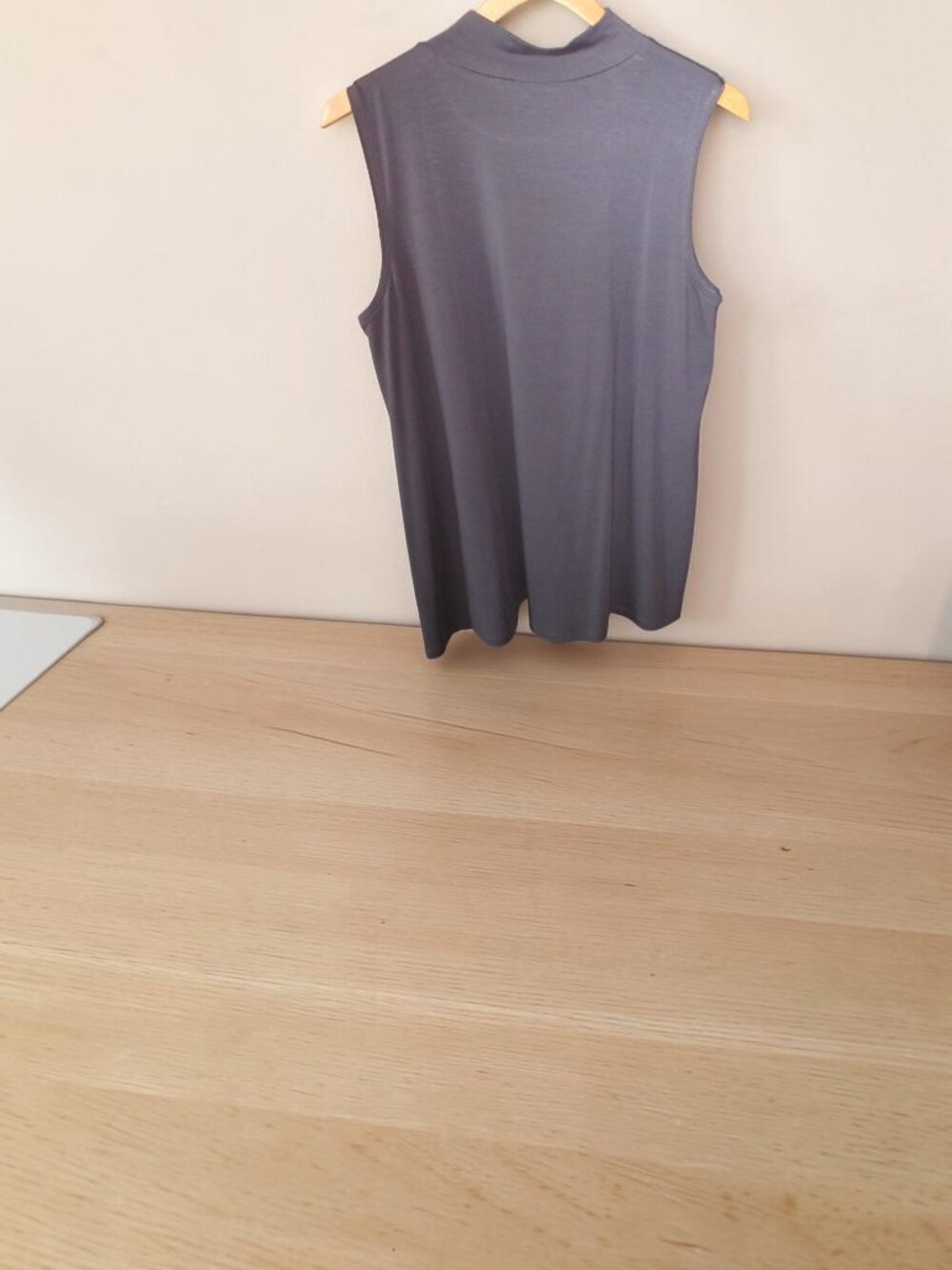 Eileen Fisher Fine Jersey Sleeveless, Mock Neck Tank, Slate Blue , Size L/G, EUC